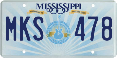 MS license plate MKS478