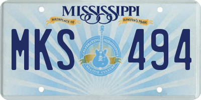 MS license plate MKS494