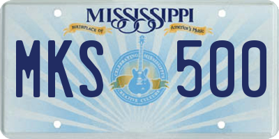 MS license plate MKS500