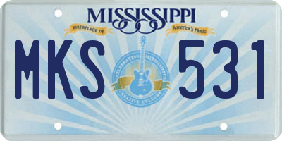 MS license plate MKS531