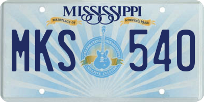 MS license plate MKS540