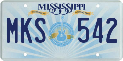 MS license plate MKS542