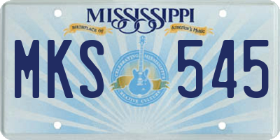 MS license plate MKS545