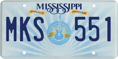MS license plate MKS551
