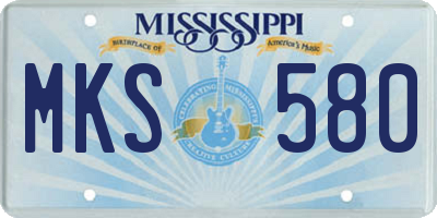 MS license plate MKS580