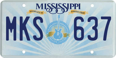 MS license plate MKS637