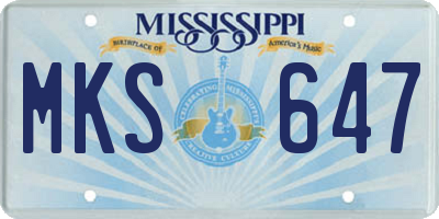 MS license plate MKS647