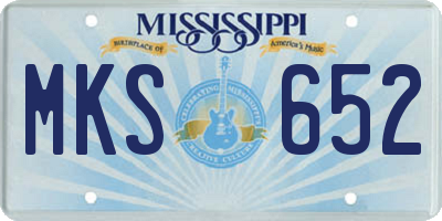 MS license plate MKS652