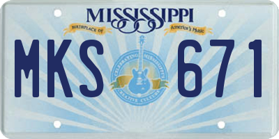 MS license plate MKS671