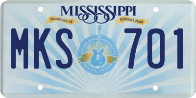 MS license plate MKS701