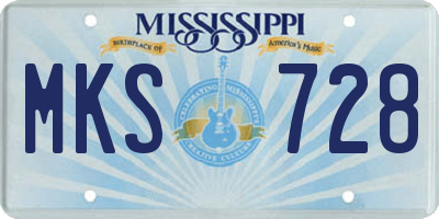 MS license plate MKS728