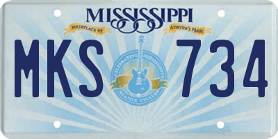 MS license plate MKS734