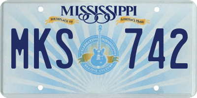 MS license plate MKS742