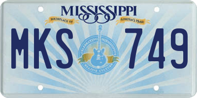 MS license plate MKS749