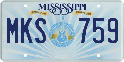 MS license plate MKS759
