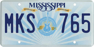 MS license plate MKS765