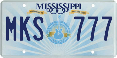 MS license plate MKS777