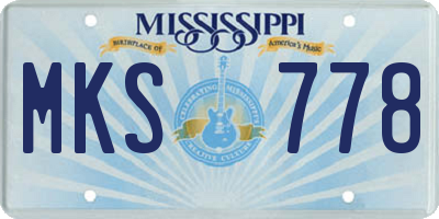 MS license plate MKS778