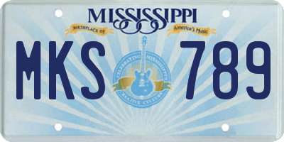 MS license plate MKS789