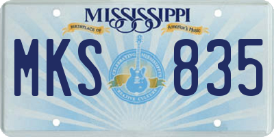 MS license plate MKS835