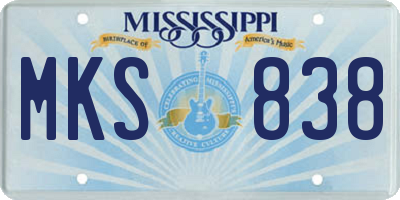 MS license plate MKS838