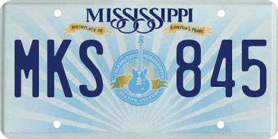 MS license plate MKS845