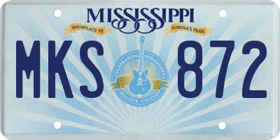 MS license plate MKS872