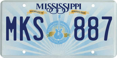 MS license plate MKS887