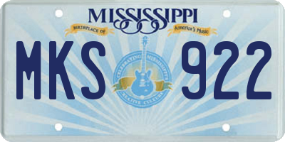 MS license plate MKS922