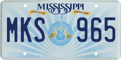 MS license plate MKS965