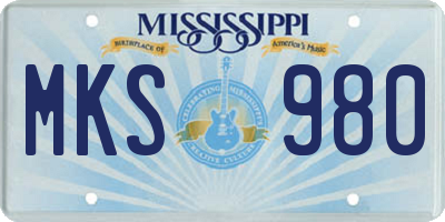MS license plate MKS980