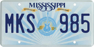 MS license plate MKS985