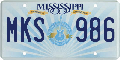 MS license plate MKS986