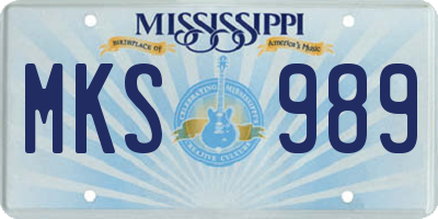 MS license plate MKS989