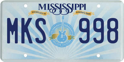 MS license plate MKS998