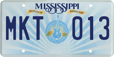 MS license plate MKT013