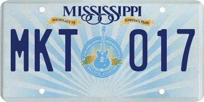 MS license plate MKT017
