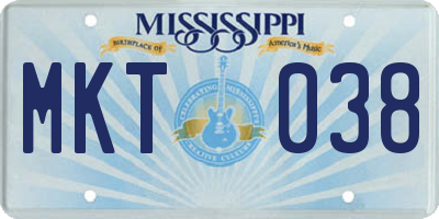 MS license plate MKT038