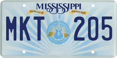 MS license plate MKT205