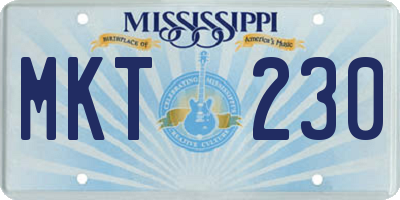 MS license plate MKT230