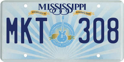 MS license plate MKT308