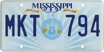 MS license plate MKT794