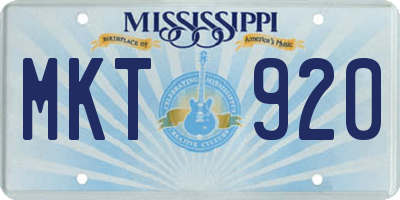 MS license plate MKT920