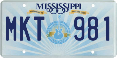 MS license plate MKT981