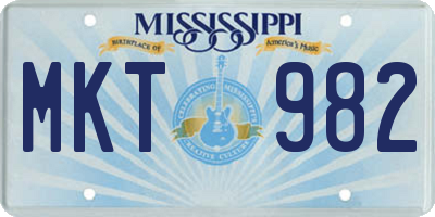MS license plate MKT982