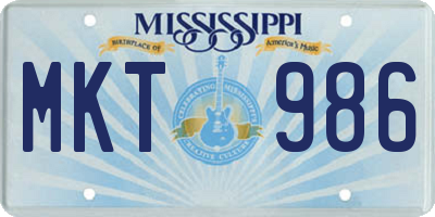 MS license plate MKT986