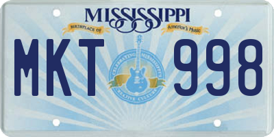 MS license plate MKT998