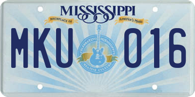 MS license plate MKU016
