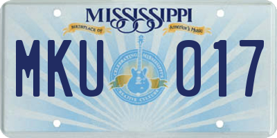 MS license plate MKU017