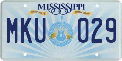 MS license plate MKU029